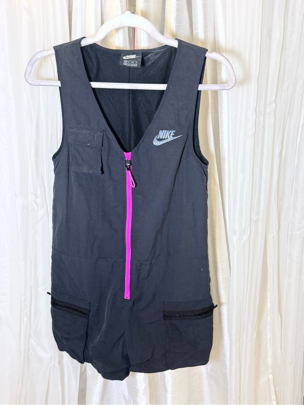 Nike Black Sleeveless Active Romper with Pink Zip
